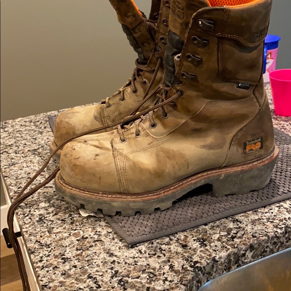Timberland steel toe logger work boots